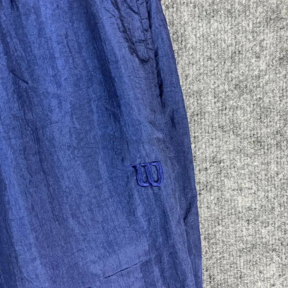 Wilson Track Pants Mens‎ Size S Blue Nylon Windbreaker Joggers Elastic Waist